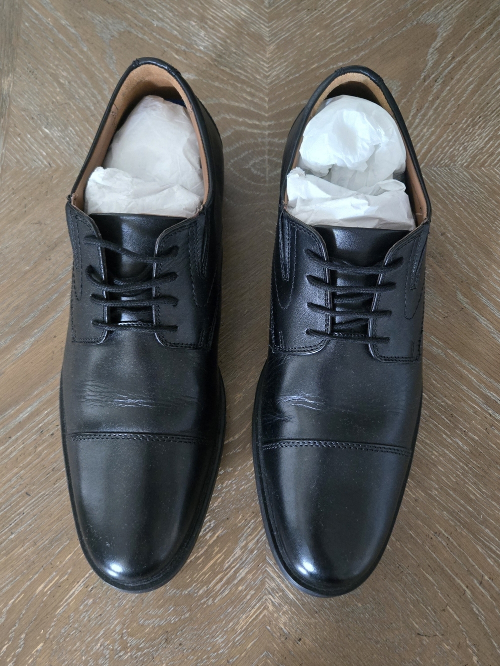 Clarks Whiddon Cap Men’s 10M Black Leather Cap Toe Oxford Dress Shoes